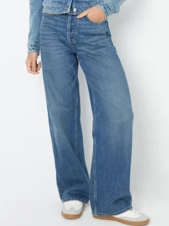 Threadbare Mid Blue Baggy Wide Leg Jeans