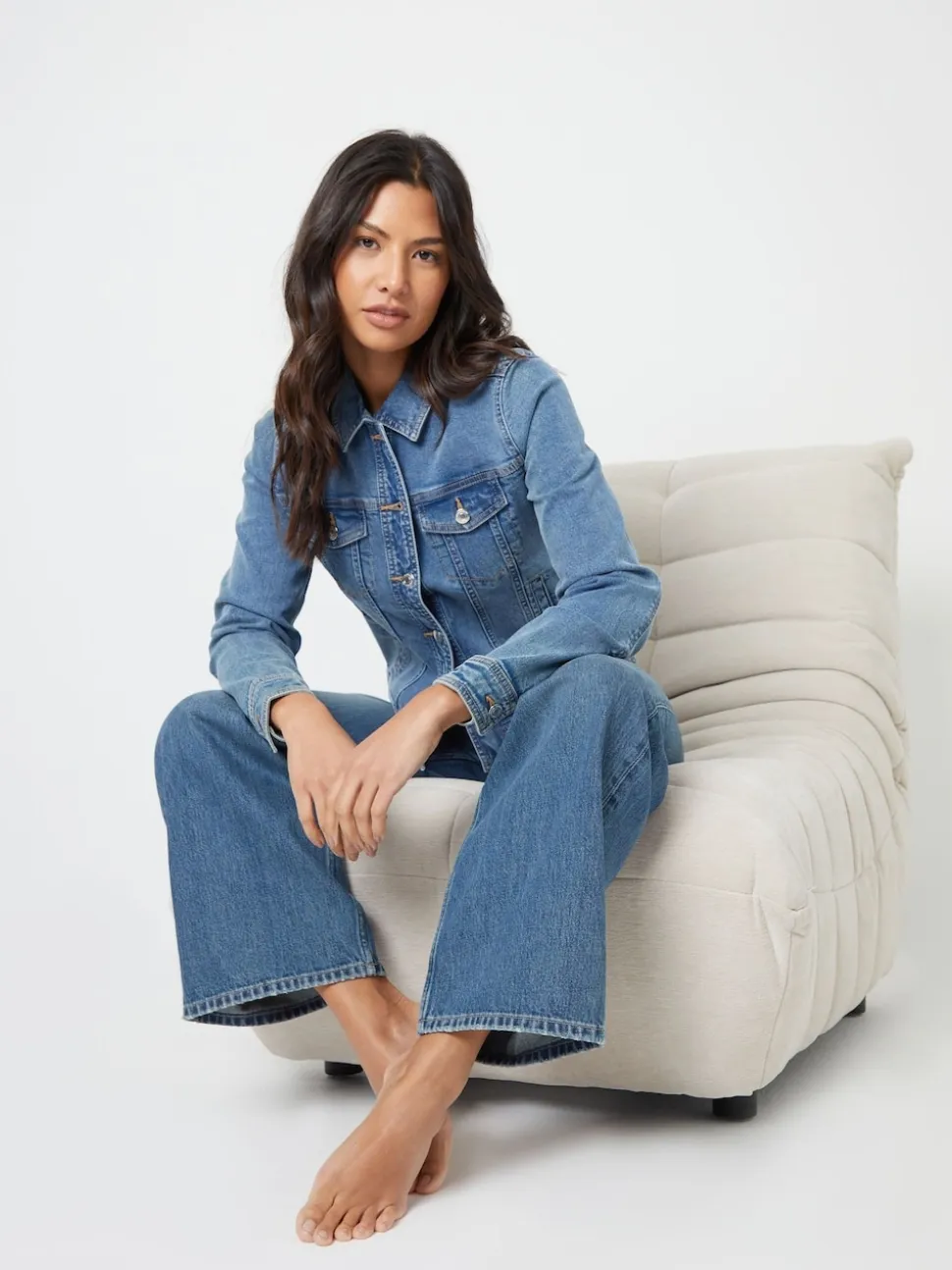 Threadbare Mid Blue Baggy Wide Leg Jeans