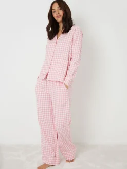 Threadbare Pink Check Long Sleeve Pyjamas Set