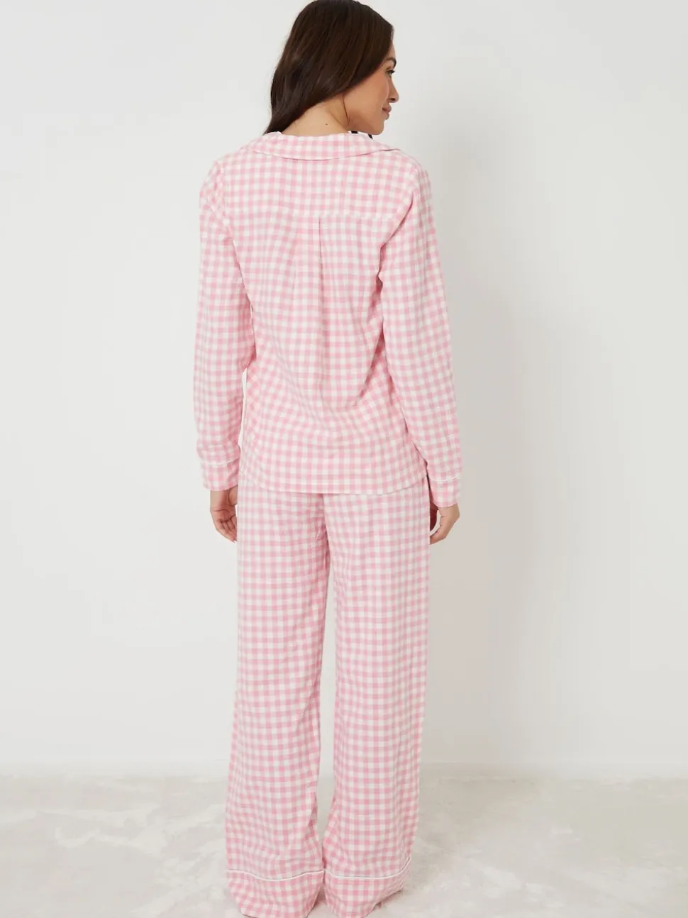 Threadbare Pink Check Long Sleeve Pyjamas Set