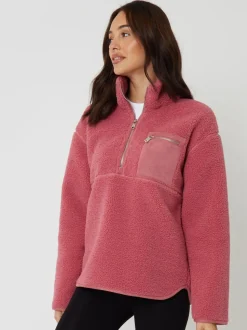Threadbare Pink Half Zip Borg Fleece