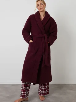 Threadbare Red Cosy Borg Dressing Gown