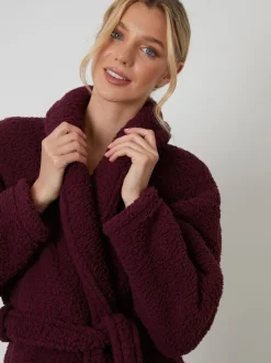 Threadbare Red Cosy Borg Dressing Gown