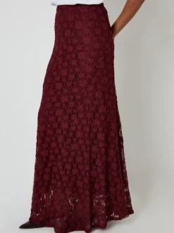 Threadbare Red Pull On Lace Maxi Skirt