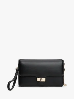 Tommy Hilfiger Black Heritage Monogram Plaque Clutch