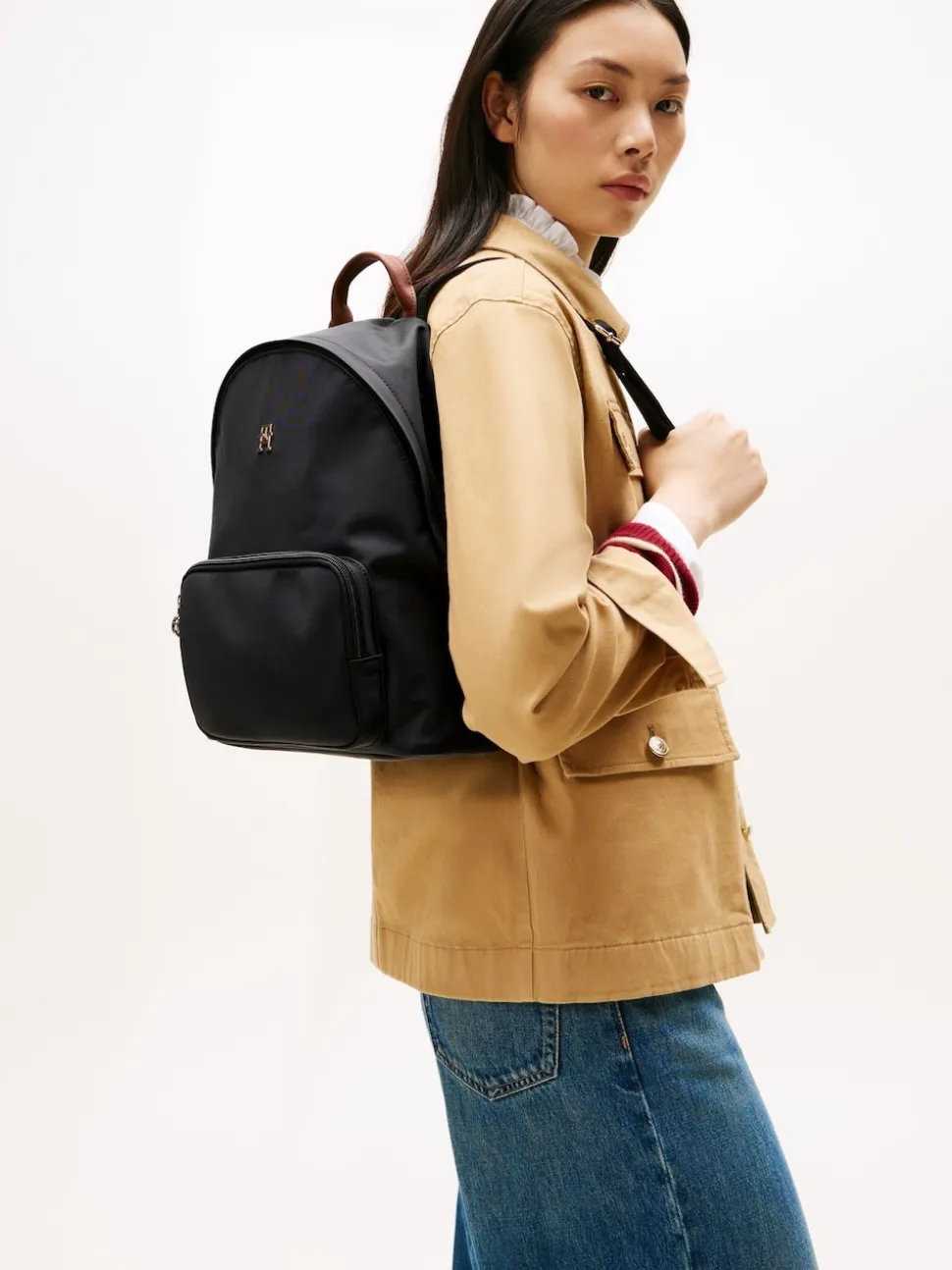 Tommy Hilfiger Black/White Dome Backpack