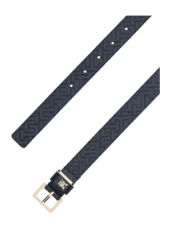 Tommy Hilfiger Blue Leather Embossed Logo Belt