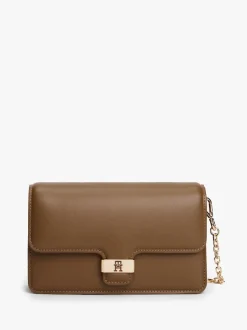 Tommy Hilfiger Brown Heritage Monogram Plaque Clutch