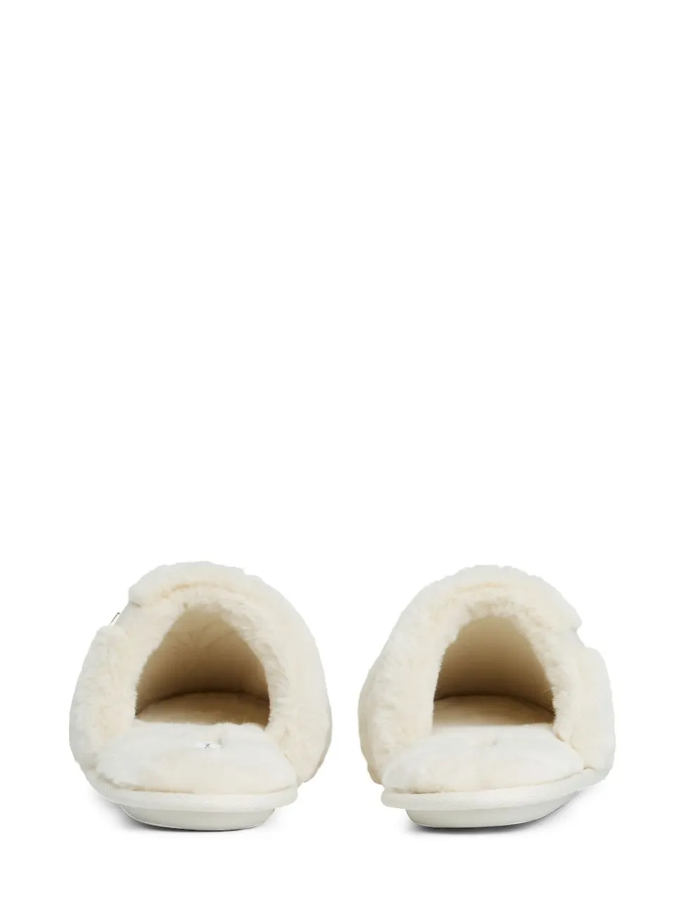 Tommy Hilfiger White Monogram Faux Fur Slippers
