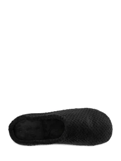 Totes Black Isotoner Popcorn Terry Mules Slippers