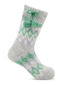 Totes Blue Toasties Ladies Fairisle Chenille Slipper Socks