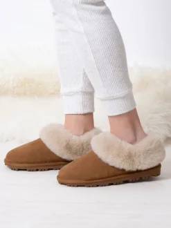Totes Brown Ladies Isotoner Real Suede Bootie Slippers