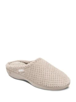 Totes Cream Isotoner Popcorn Terry Mules Slippers