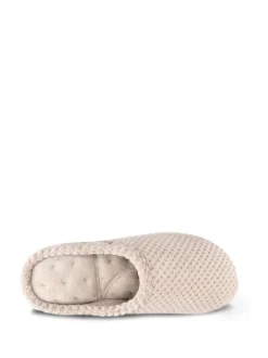 Totes Cream Isotoner Popcorn Terry Mules Slippers
