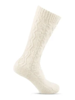 Totes Cream Toasties Ladies Cable Knit Slouch Slipper Socks