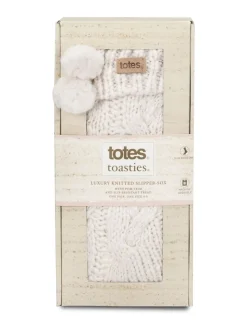 Totes Cream Toasties Ladies Luxury Chunky Knit Slipper Socks