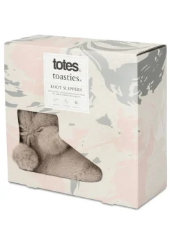 Totes Cream Toasties Ladies Faux Fur Boot Slippers