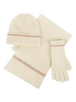 Totes Cream Toasties Ladies Knitted Hat Scarf and Gloves Gift Set