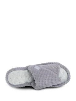 Totes Grey Ladies Isotoner Popcorn Turnover Open Toe Slippers