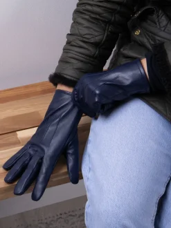 Totes Navy 3 Point Smartouch Winter Leather Gloves