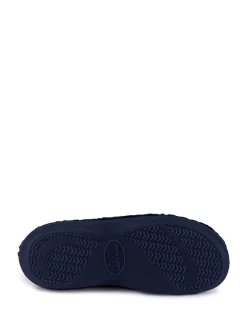 Totes Navy Isotoner Popcorn Terry Mules Slippers
