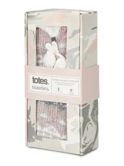 Totes Pink Toasties Ladies Chenille Crop Knitted Slipper Socks