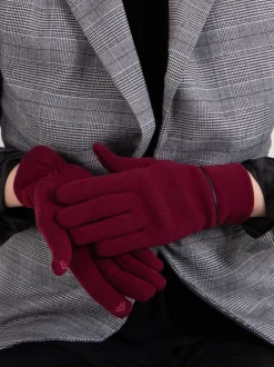 Totes Red Isotoner Ladies Thermal Smartouch Winter Gloves With Piping Detail