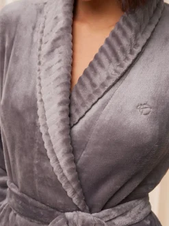 Triumph Grey 100% Cotton Fleece Robe