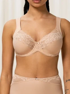 Triumph Nude Non Padded Modern Lace Cotton Wired Bra