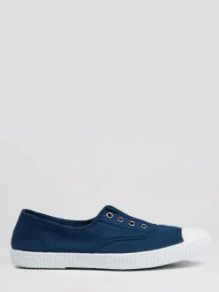 Trotters London Navy Adult Plum Canvas Shoes