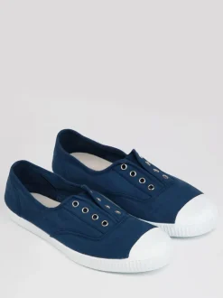 Trotters London Navy Adult Plum Canvas Shoes