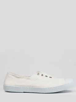 Trotters London White Adult Plum Canvas Shoes