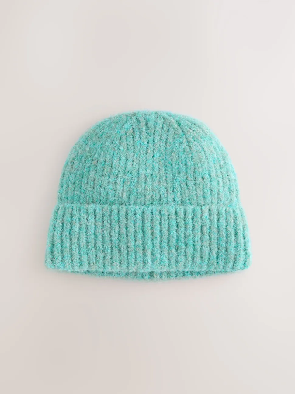 Turquoise Blue Ribbed Beanie Containing Wool Hat