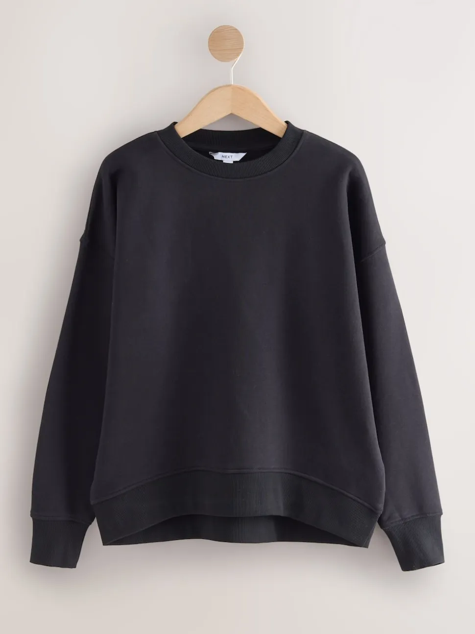 Ultimate Black Supersoft Peached Essentials Crew Neck Seam Detail Sweatshirt