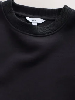 Ultimate Black Supersoft Peached Essentials Crew Neck Seam Detail Sweatshirt