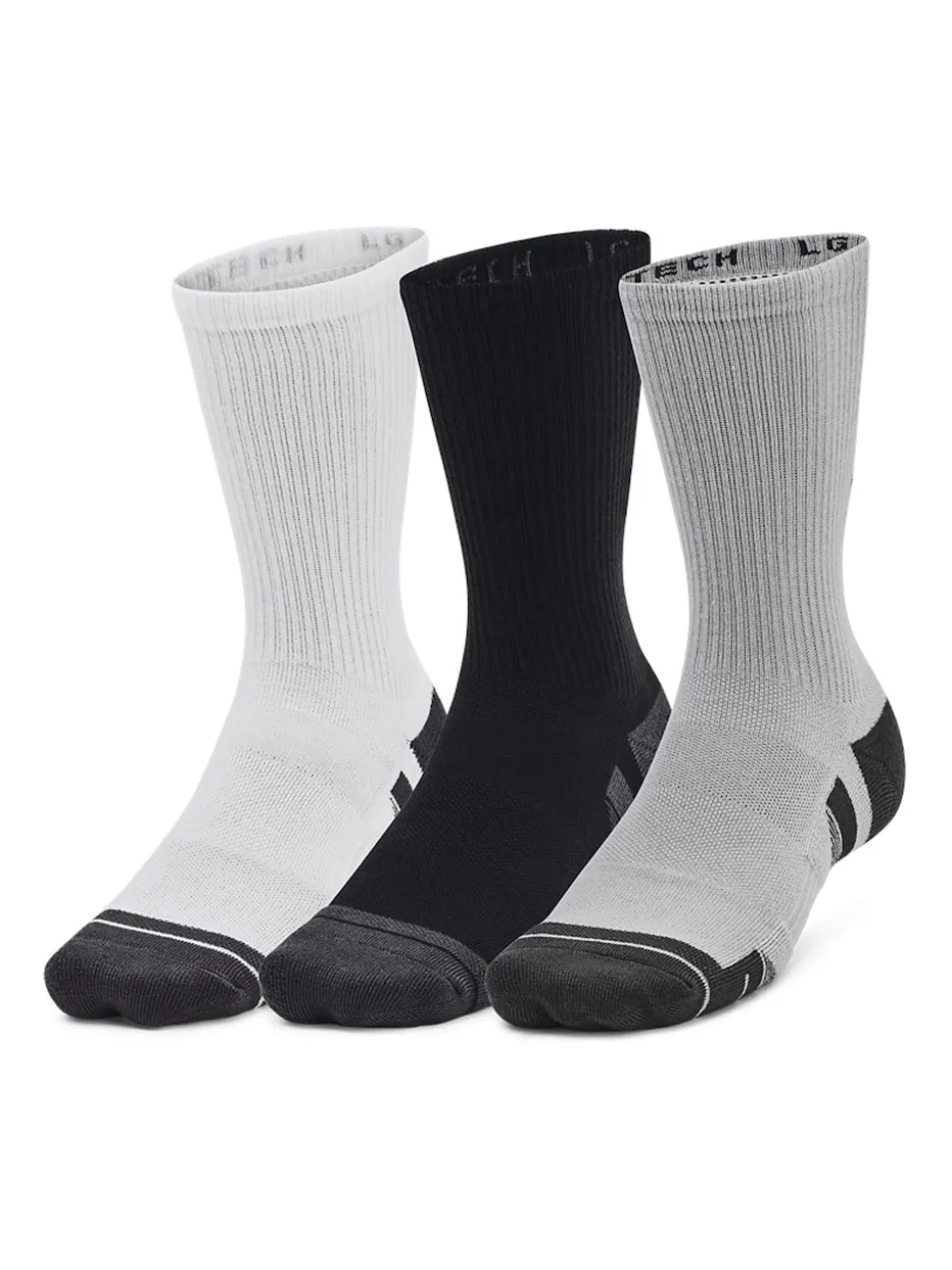 Under Armour Grey Crew Performance Tech Crew Socks 3 Pack