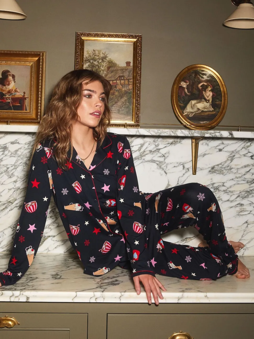 Urban Threads Navy Hot Chocolate Short Pyjamas Set