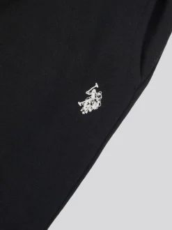 U.S. Polo Assn. Black Womens Double Horsemen Wide Leg Joggers