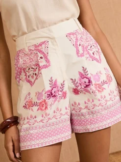 V&A I Love & Roses Pink Floral Printed 100% Cotton Shorts