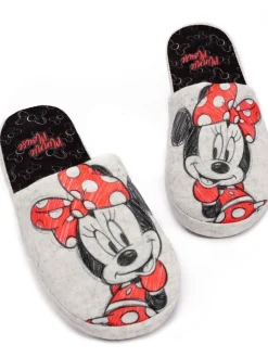 Vanilla Underground Grey Minnie Mouse Womens Winter Mule Slippers