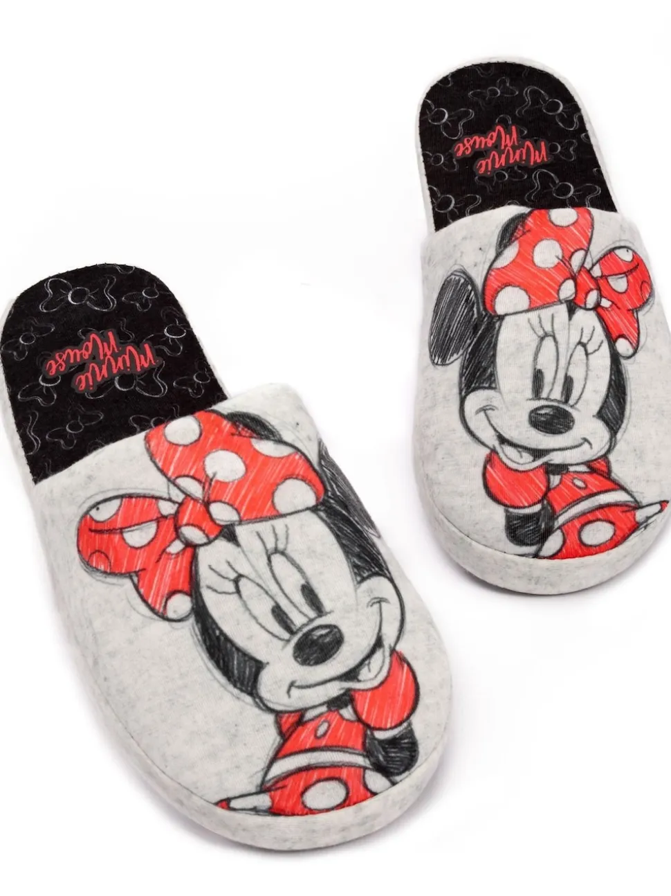 Vanilla Underground Grey Minnie Mouse Womens Winter Mule Slippers