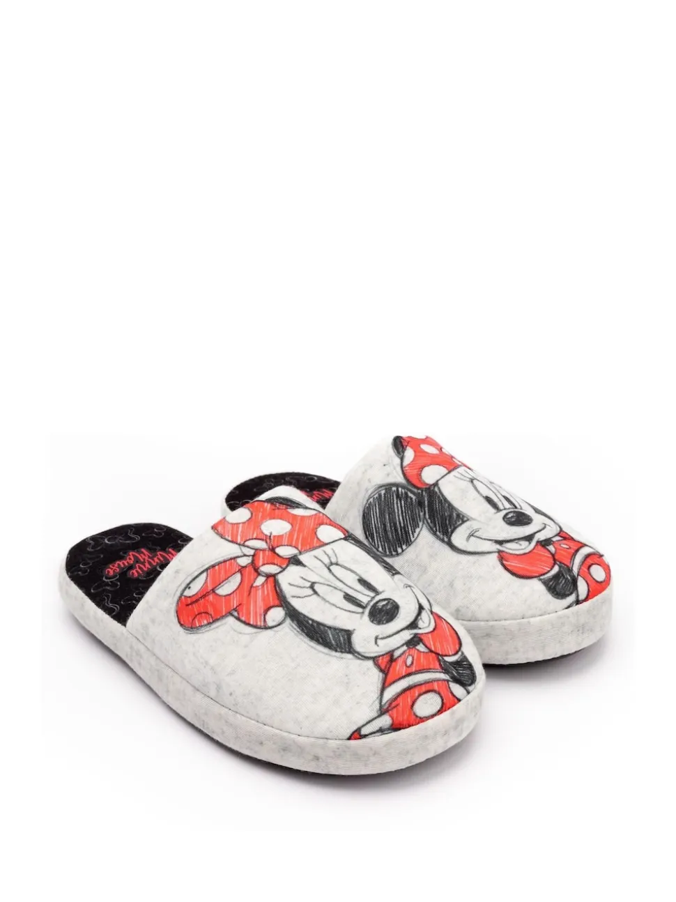 Vanilla Underground Grey Minnie Mouse Womens Winter Mule Slippers