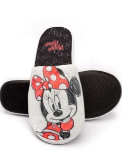 Vanilla Underground Grey Minnie Mouse Womens Winter Mule Slippers
