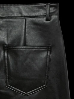 VERO MODA Black Faux Leather Midi Skirt