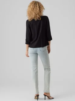 VERO MODA Black Linen Blend 3/4 Sleeve Jacket