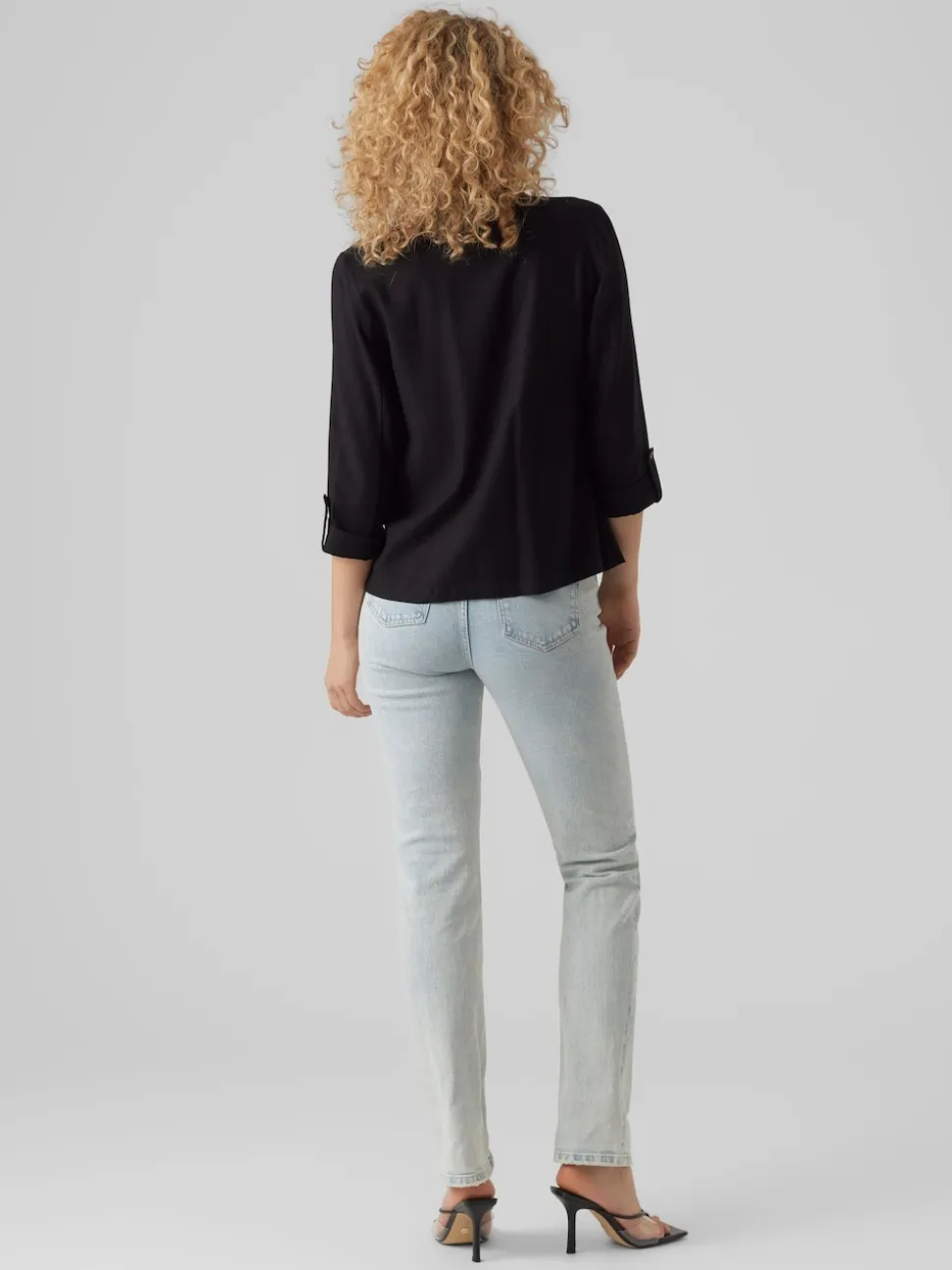 VERO MODA Black Linen Blend 3/4 Sleeve Jacket