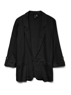 VERO MODA Black Linen Blend 3/4 Sleeve Jacket