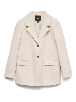 VERO MODA Cream Loose Felt Blazer