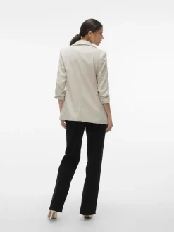 VERO MODA Cream Textured Ruched Sleeve Jacket