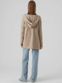 VERO MODA Natural Longline Hooded Knitted Cardigan